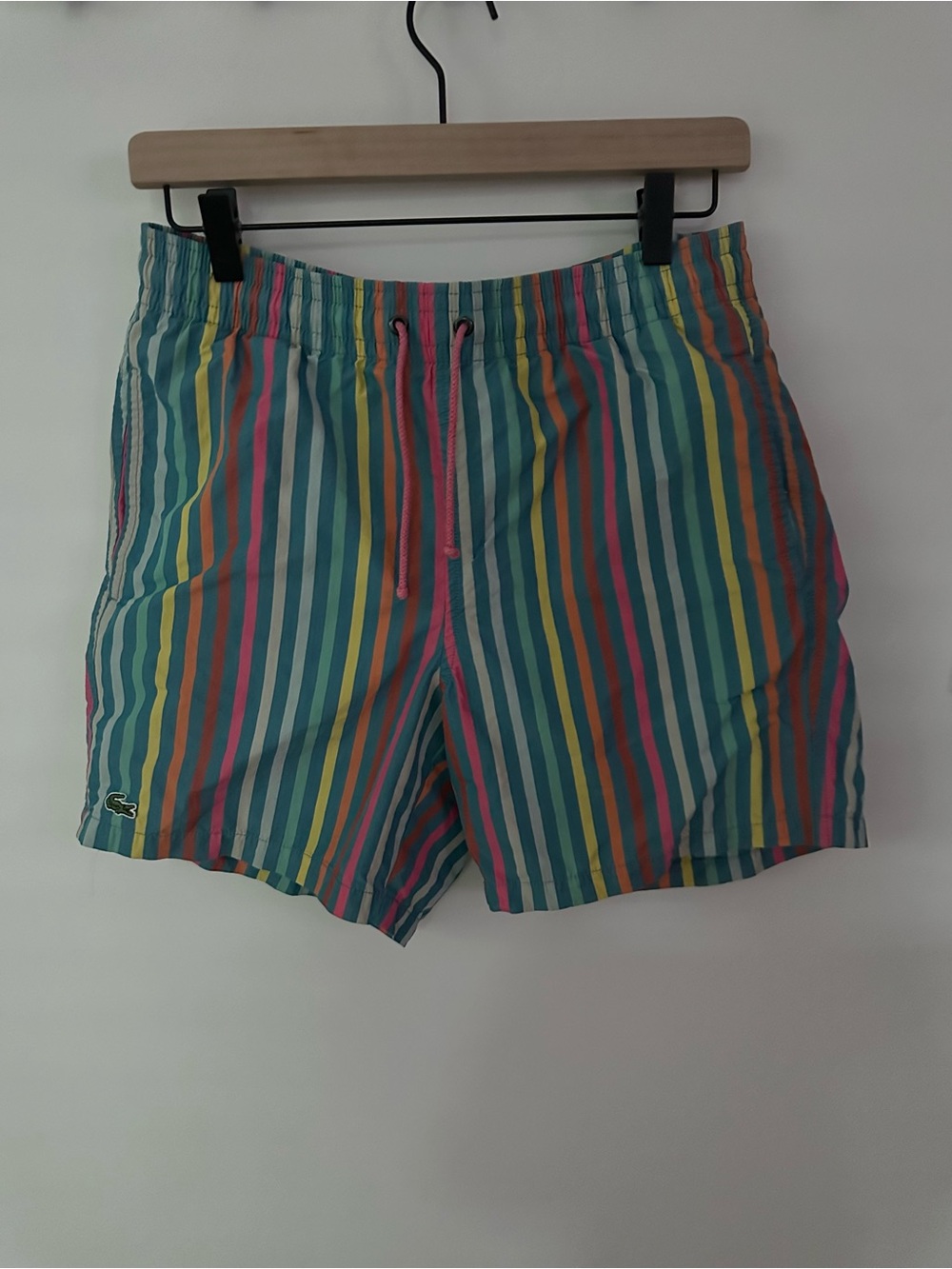 Lacoste Multicolor Stripe Swim Trunks Shorts Size Small